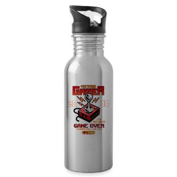 Vintage Gamer seit 2010 Lustiger Geburtstag Gaming - Trinkflasche mit integriertem Trinkhalm - Lightsilver - Rechts