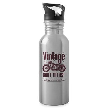 Vintage Motorrad Biker Motorrad Geburtstag 2014 - Trinkflasche mit integriertem Trinkhalm - Lightsilver - Rechts