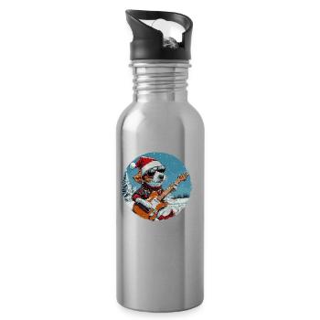Jack Russel Terrier Hund Weihnachten Gitarre - Trinkflasche mit integriertem Trinkhalm - Lightsilver - Rechts