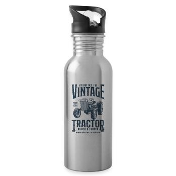 Anniversaire de fermier de tracteur vintage né en 1950 - Gourde avec paille intégrée - argent clair - Droite