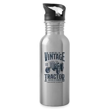 Anniversaire de fermier de tracteur vintage né en 1966 - Gourde avec paille intégrée - argent clair - Droite