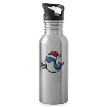 Wal Weihnachten Bier Lustig - Trinkflasche mit integriertem Trinkhalm - Lightsilver - Rechts