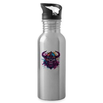 Viking Skeleton - Water bottle with straw - silver - Right