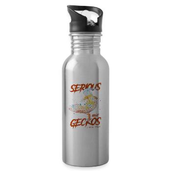 Passionné de geckos léopards depuis 1960 - Gourde avec paille intégrée - argent clair - Droite