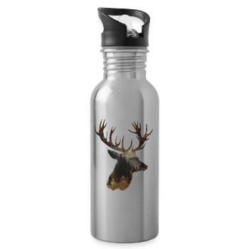 Deer Deer Reindeer - Water bottle with straw - silver - Right