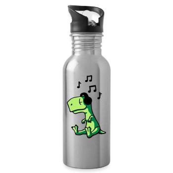 T-Rex Music - Trinkflasche mit integriertem Trinkhalm - Lightsilver - Rechts