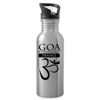 Goa Psychedelic Trance Logo - Trinkflasche mit integriertem Trinkhalm - Lightsilver - Rechts