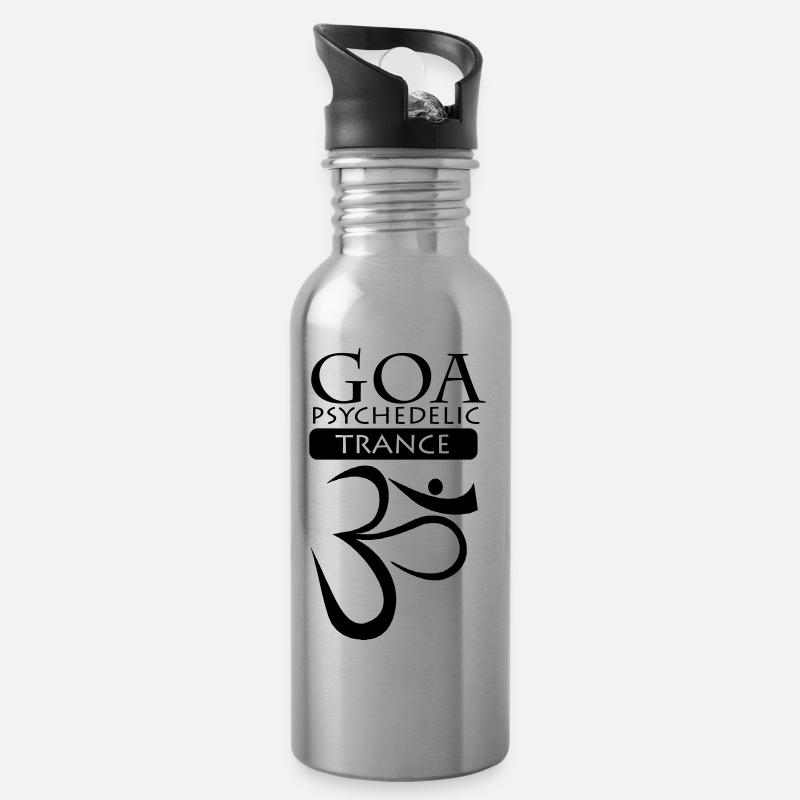 Goa Psychedelic Trance Logo - Trinkflasche mit integriertem Trinkhalm - Lightsilver