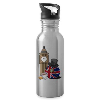 GreatBritainBall - Water bottle with straw - silver - Right