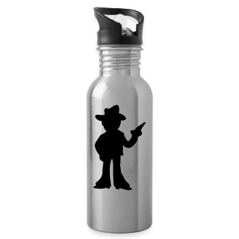 Cowboy - Sheriff - Shadow - Gourde avec paille intégrée - argent clair - Droite