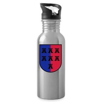 Wappen Siebenbürger Sachsen 3farbig - Siebenbürgen - Trinkflasche mit integriertem Trinkhalm - Lightsilver - Rechts