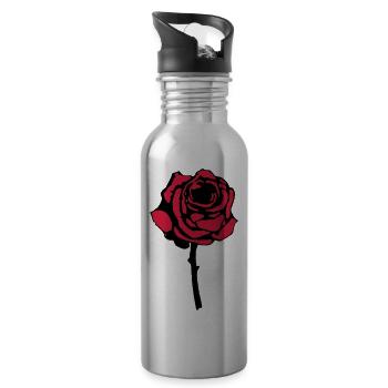 rose - Gourde avec paille intégrée - argent clair - Droite
