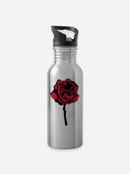 rose - Water bottle with straw - silver