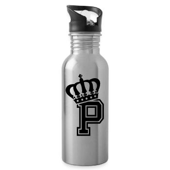 Letter P - Water bottle with straw - silver - Right