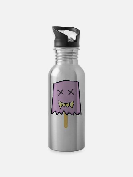 Ice Cream Monster - Trinkflasche mit integriertem Trinkhalm - Lightsilver