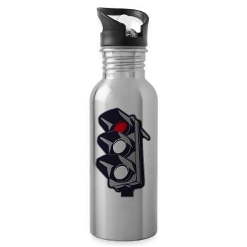 Rote Ampel - Trinkflasche mit integriertem Trinkhalm - Lightsilver - Rechts