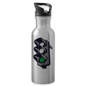 grüne Ampel - Trinkflasche mit integriertem Trinkhalm - Lightsilver - Rechts