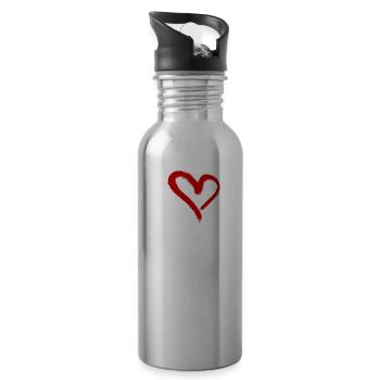 Ich liebe meine Schwester - Trinkflasche mit integriertem Trinkhalm - Lightsilver - Rechts