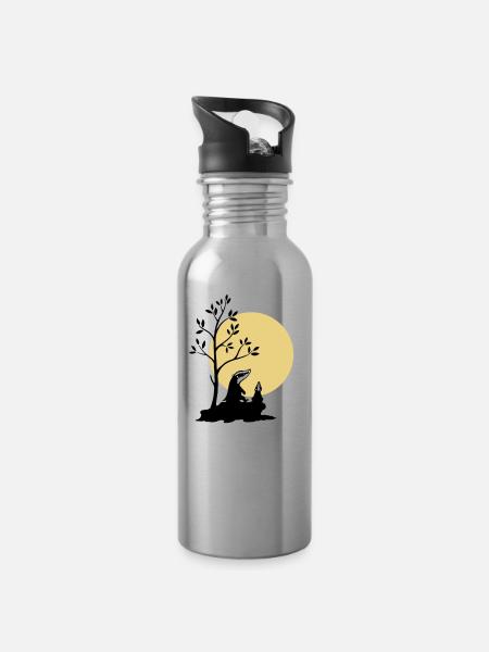 Dachs im Mondlicht - Trinkflasche mit integriertem Trinkhalm - Lightsilver