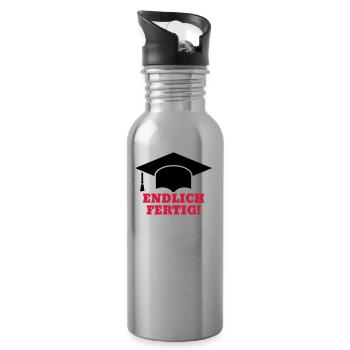 Doktorhut Endlich fertig Promotion Doktorarbeit - Trinkflasche mit integriertem Trinkhalm - Lightsilver - Rechts