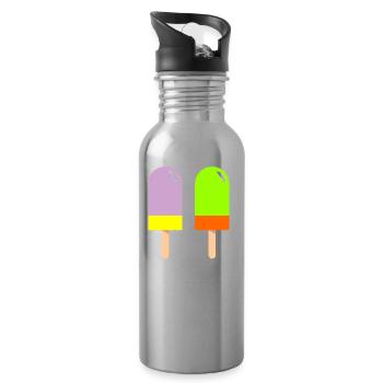 eis eiscreme restaurant ice cream sundae134 - Trinkflasche mit integriertem Trinkhalm - Lightsilver - Rechts