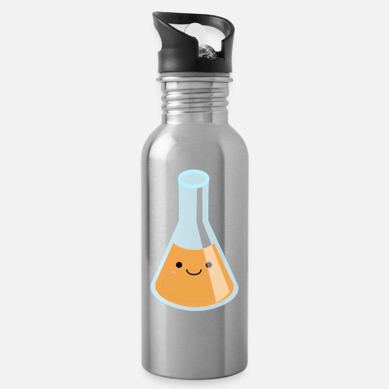 Kawaii orange substance cadeau idée - Gourde avec paille intégrée - argent clair