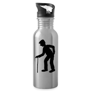 stock hut gehen ruecken opa grossvater alt rente e - Trinkflasche mit integriertem Trinkhalm - Lightsilver - Rechts