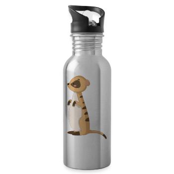 Mongoose Meerkat - Water bottle with straw - silver - Right