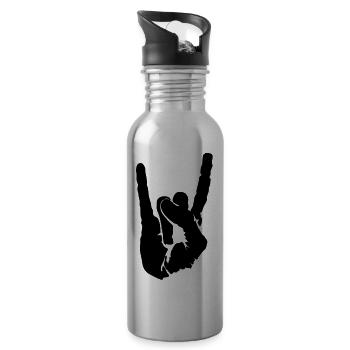 symbol of rock - Water bottle with straw - silver - Right