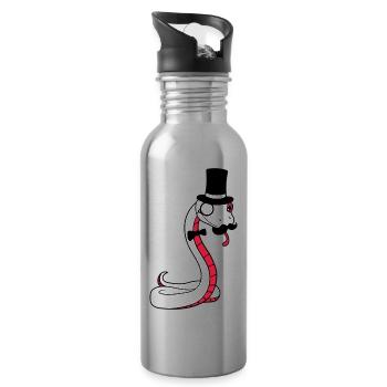 sir herr gentlemen zylinder reich monokel brille s - Trinkflasche mit integriertem Trinkhalm - Lightsilver - Rechts