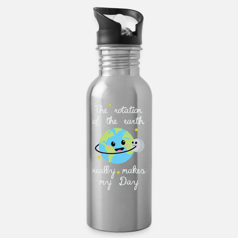 Rotation make my day. - Trinkflasche mit integriertem Trinkhalm - Lightsilver
