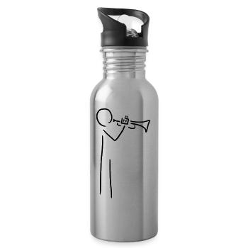 trompeter mit trompete - Trinkflasche mit integriertem Trinkhalm - Lightsilver - Rechts
