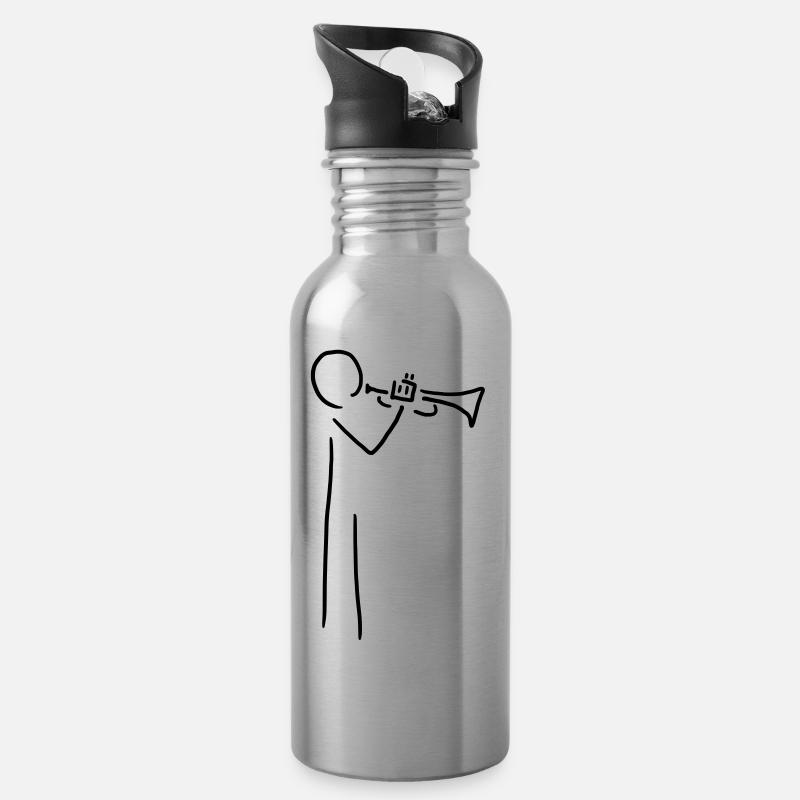 trompeter mit trompete - Trinkflasche mit integriertem Trinkhalm - Lightsilver