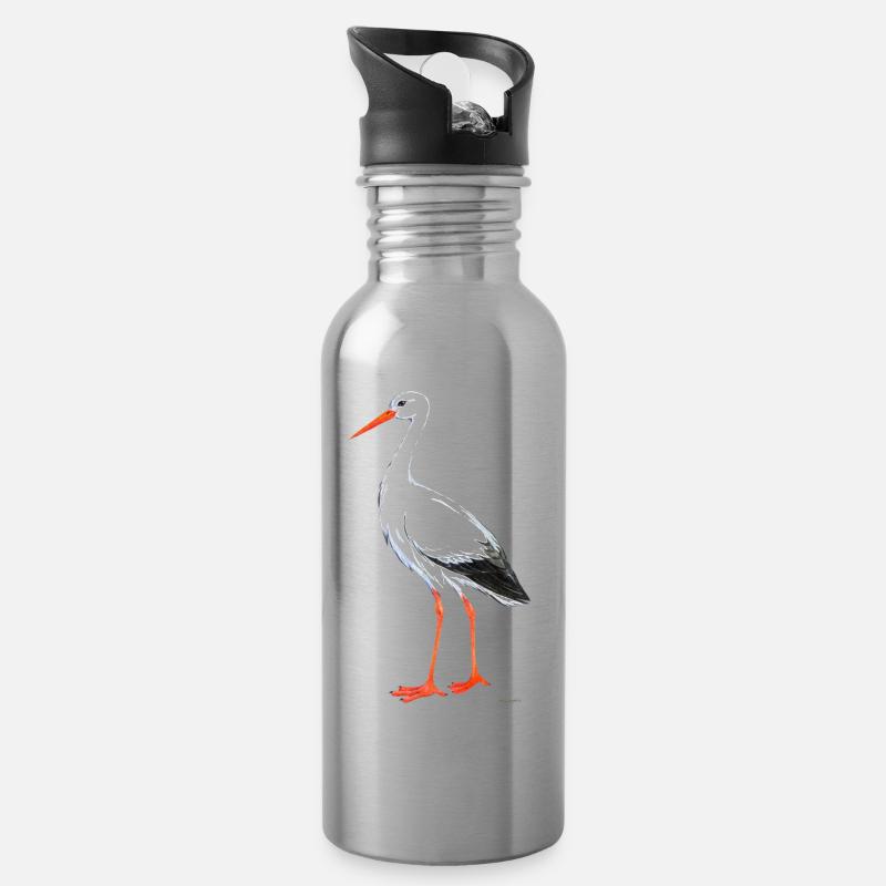 cigogne - Gourde avec paille intégrée - argent clair