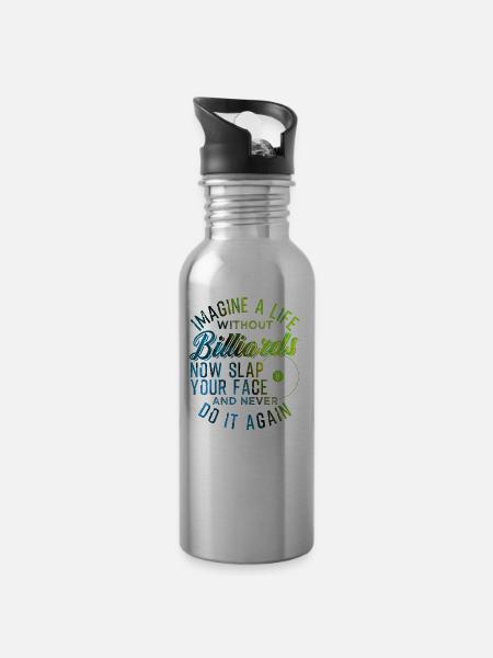 Pool Billiard Billard Spieler - Trinkflasche mit integriertem Trinkhalm - Lightsilver