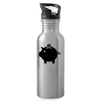 Sparschwein Spardose in schwarz - Trinkflasche mit integriertem Trinkhalm - Lightsilver - Rechts