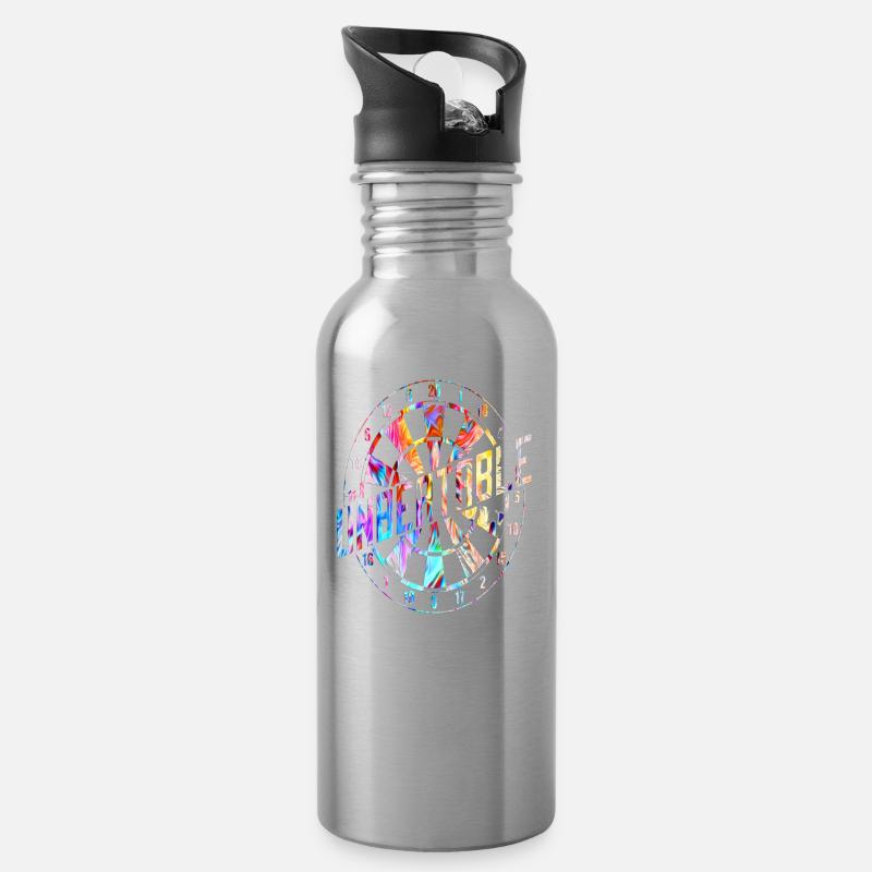 Dart Pfeil Darts - Trinkflasche mit integriertem Trinkhalm - Lightsilver