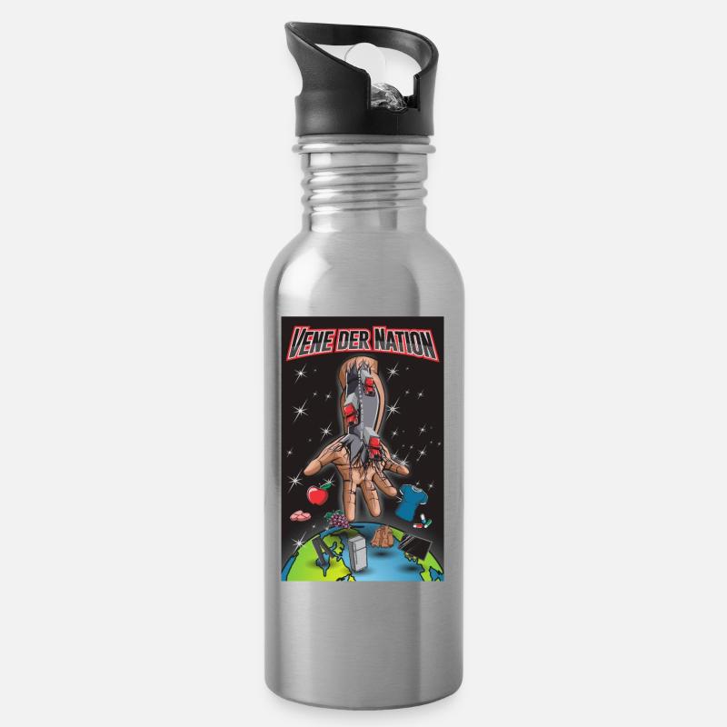 Vene der Nation - Trinkflasche mit integriertem Trinkhalm - Lightsilver