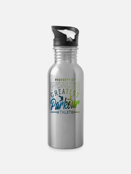 Parkour - Trinkflasche mit integriertem Trinkhalm - Lightsilver
