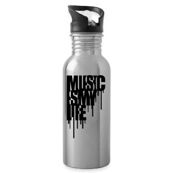 Music Is My Life Graffiti Design - Water bottle with straw - silver - Right