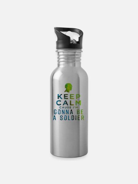 Soldat - Trinkflasche mit integriertem Trinkhalm - Lightsilver