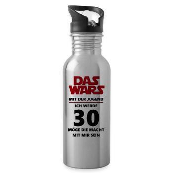 30 Geburtstag - Trinkflasche mit integriertem Trinkhalm - Lightsilver - Rechts