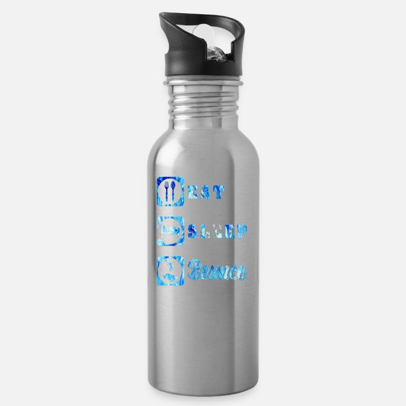 Trampolin - Trinkflasche mit integriertem Trinkhalm - Lightsilver