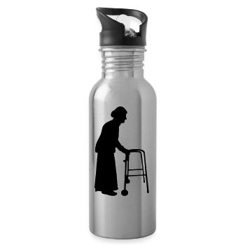 Grand-mère avec canne bâton de marche aller Bock - Gourde avec paille intégrée - argent clair - Droite
