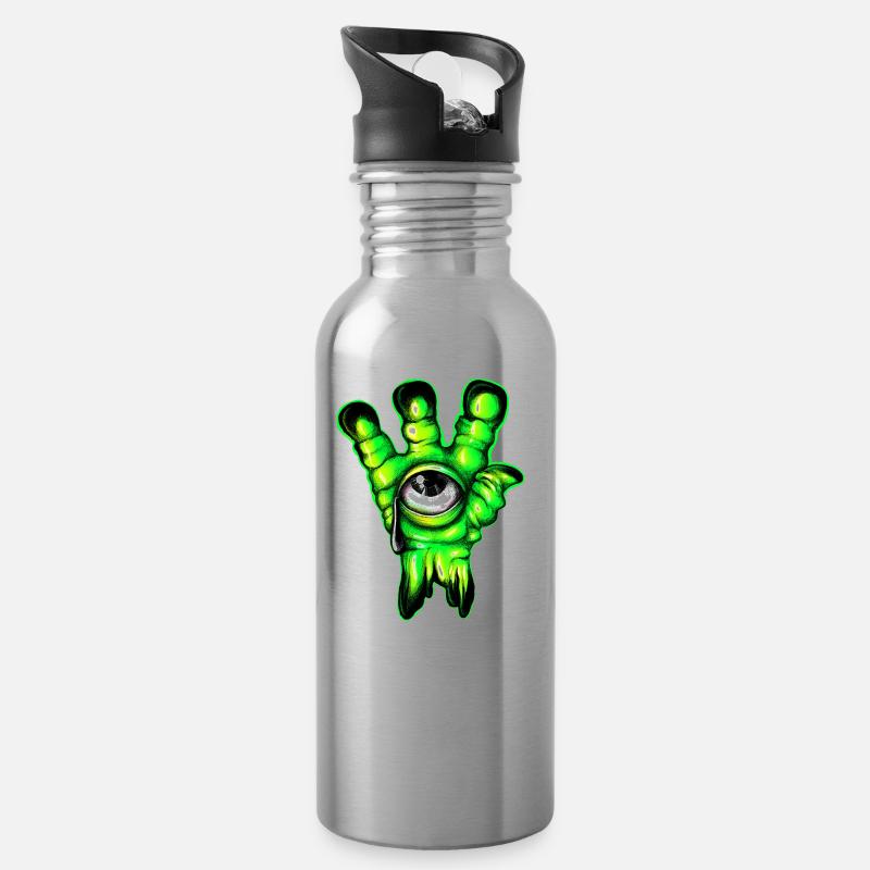 Alien Hand Farbe - Trinkflasche mit integriertem Trinkhalm - Lightsilver