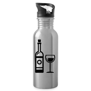 Verre à vin - Gourde avec paille intégrée - argent clair - Droite