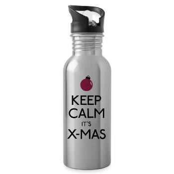 Keep Calm X-mas - Trinkflasche mit integriertem Trinkhalm - Lightsilver - Rechts