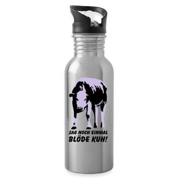 Dumme Kuh? - Trinkflasche mit integriertem Trinkhalm - Lightsilver - Rechts