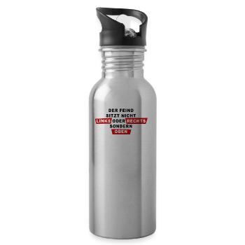 Der Feind sitzt oben Politik - Trinkflasche mit integriertem Trinkhalm - Lightsilver - Rechts