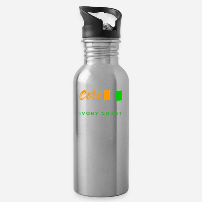 Elfenbeinküste - Trinkflasche mit integriertem Trinkhalm - Lightsilver